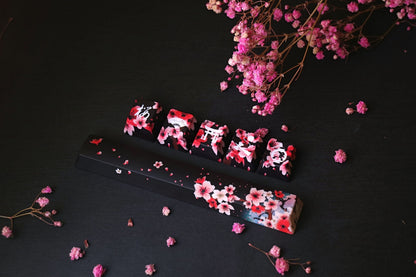 Sakura Dusk Keycap Set - PBT Dye-Sublimation Japanese Inspired 141 Keys - PrismG